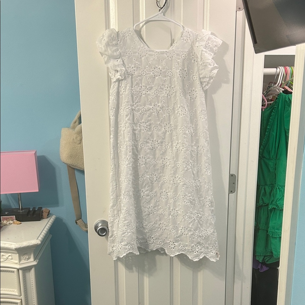 Elegant White Eyelet Kids Dress